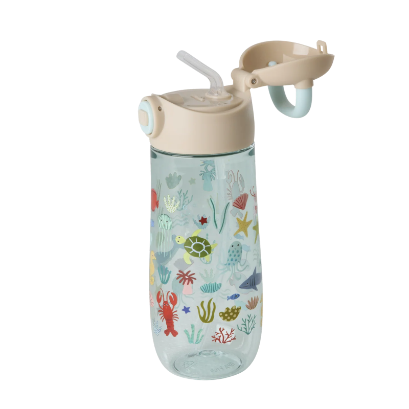 Tritan drikkedunk med blå ocean tema.