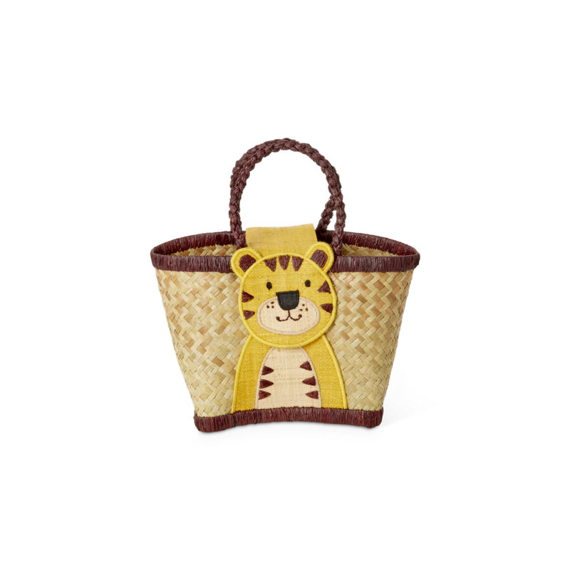 Lille raffia taske med tiger.