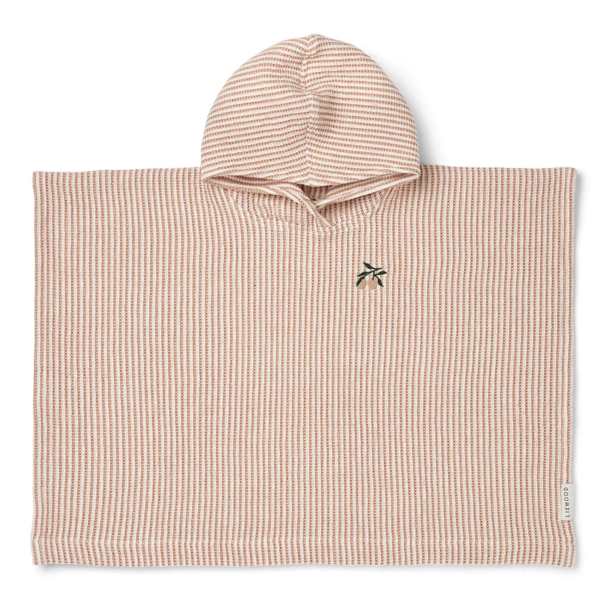 Liewood Paco Håndklædeponcho med broderi, Stripe tuscany rose / Creme de la creme - str. 1-2y