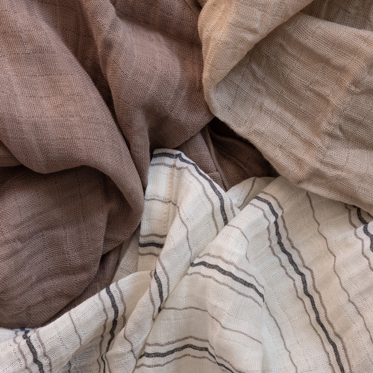 Sebra Stofbleer, 3 stk - Cream stripe beige