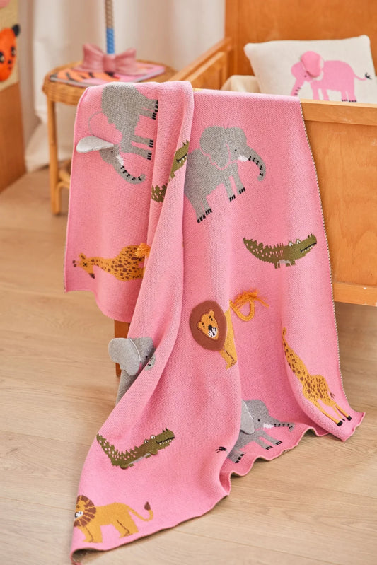 Rice Lille Bomuld Babytæppe - Pink