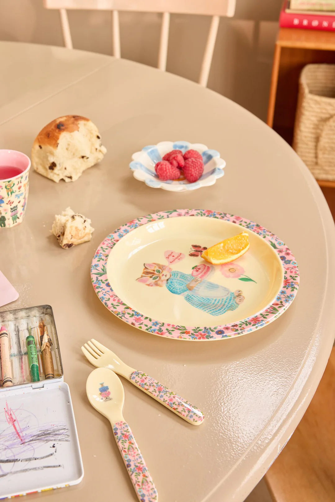 Rice Børnetallerken - Pink - Nathalie L'ete Print