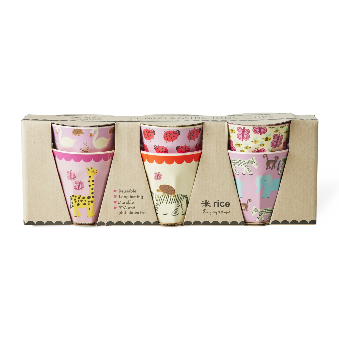 Rice Lille Kop - Pink - Wildlife Print - 6-pak