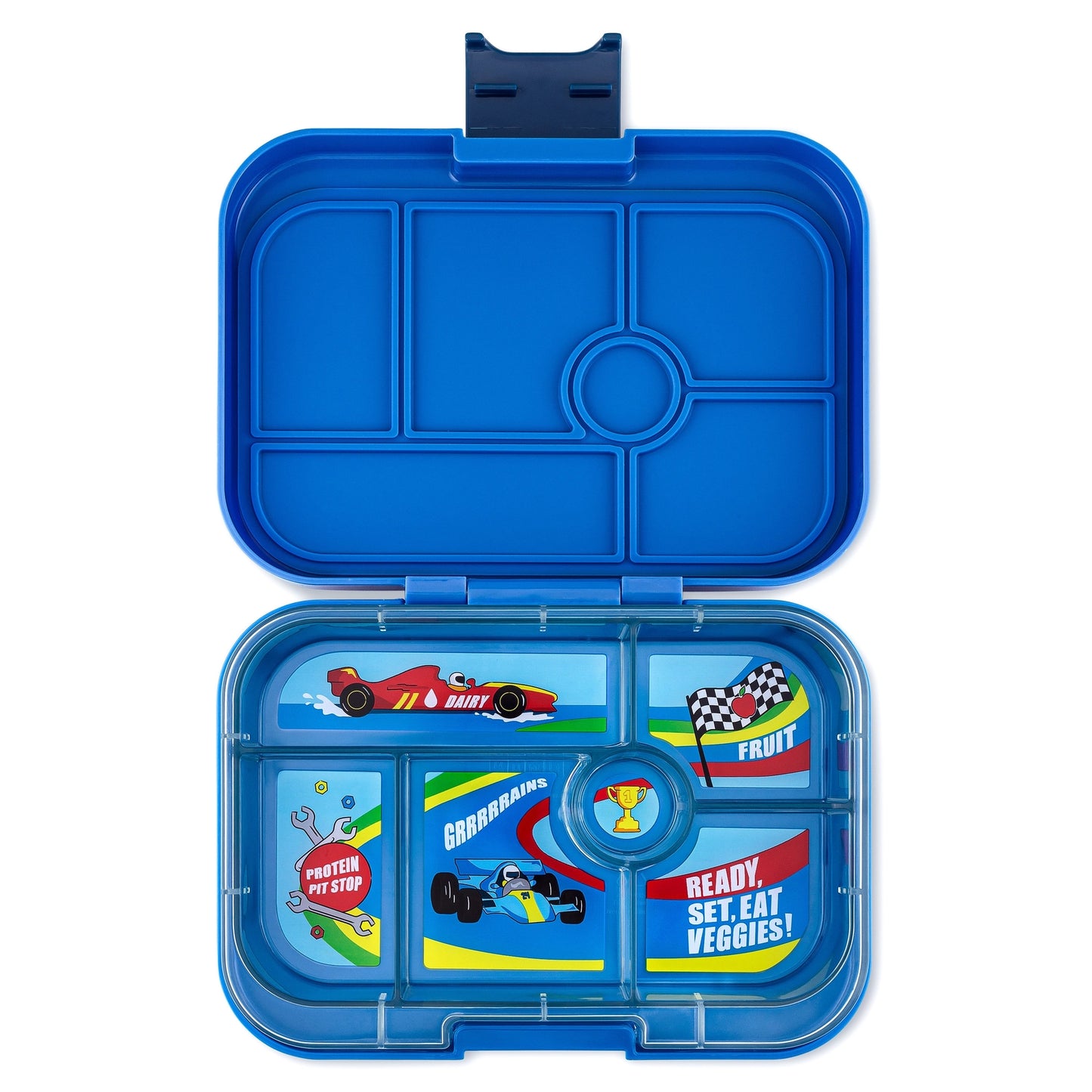 Yumbox Original 6 rum, blue/race cars