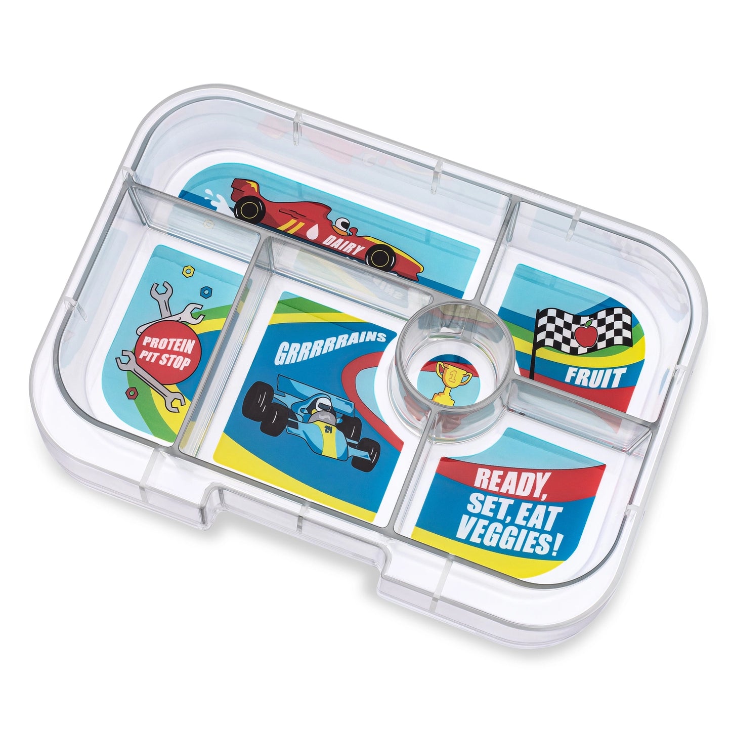 Yumbox Original 6 rum, blue/race cars