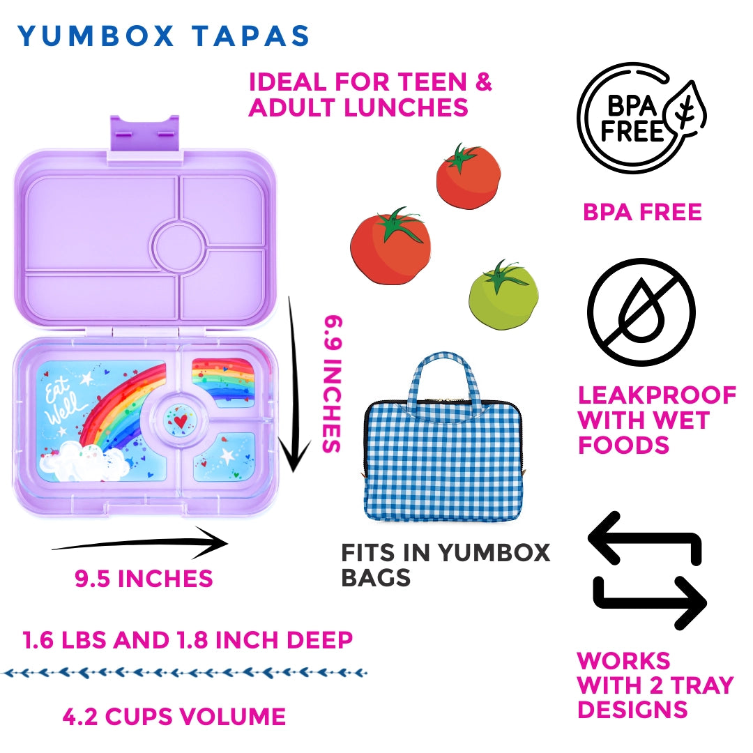 Yumbox Tapas 4 rum, purple/rainbow