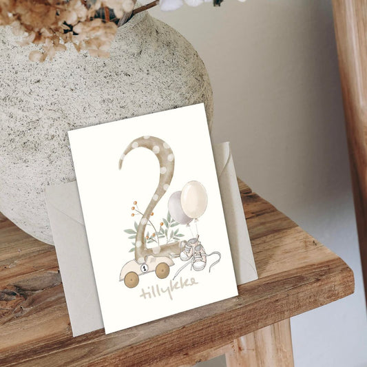 Mouse & Pen A6 kort Tillykke talkort - 2 år