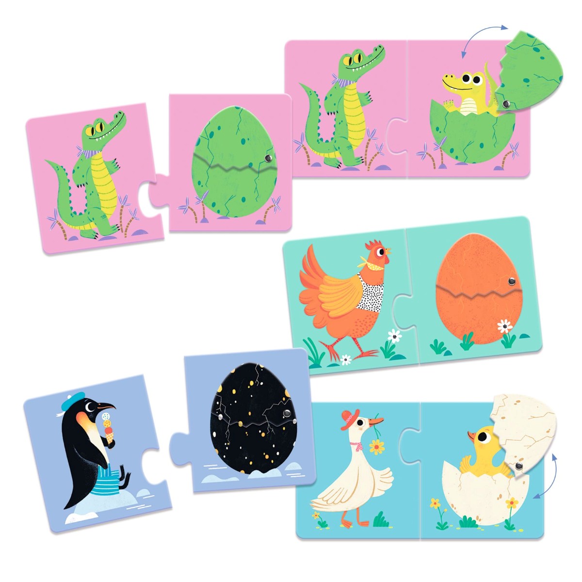 Djeco Puzzle duo lærespil, Sjove æg