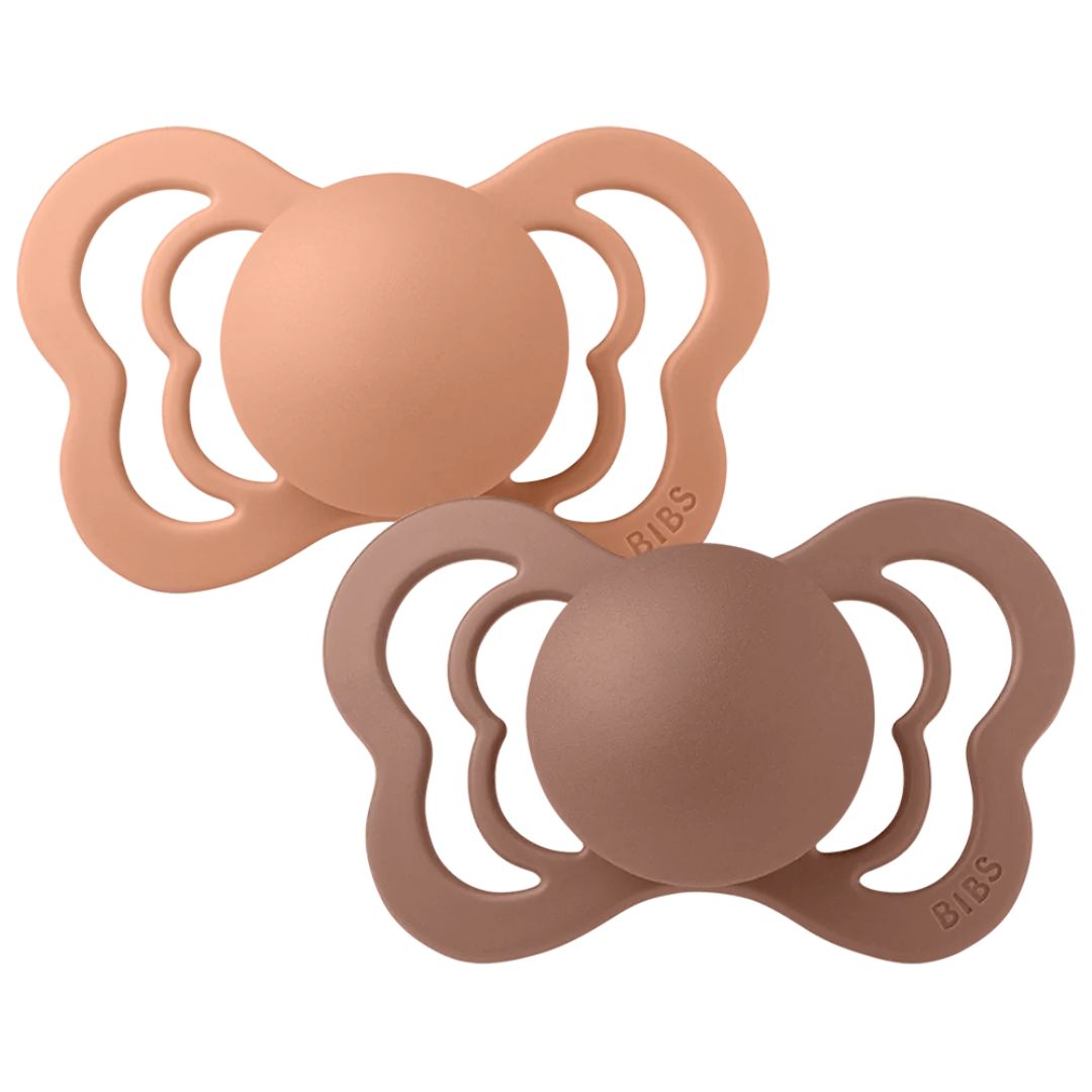 BIBS 2pk couture silikone str.2 peach/woodchuck