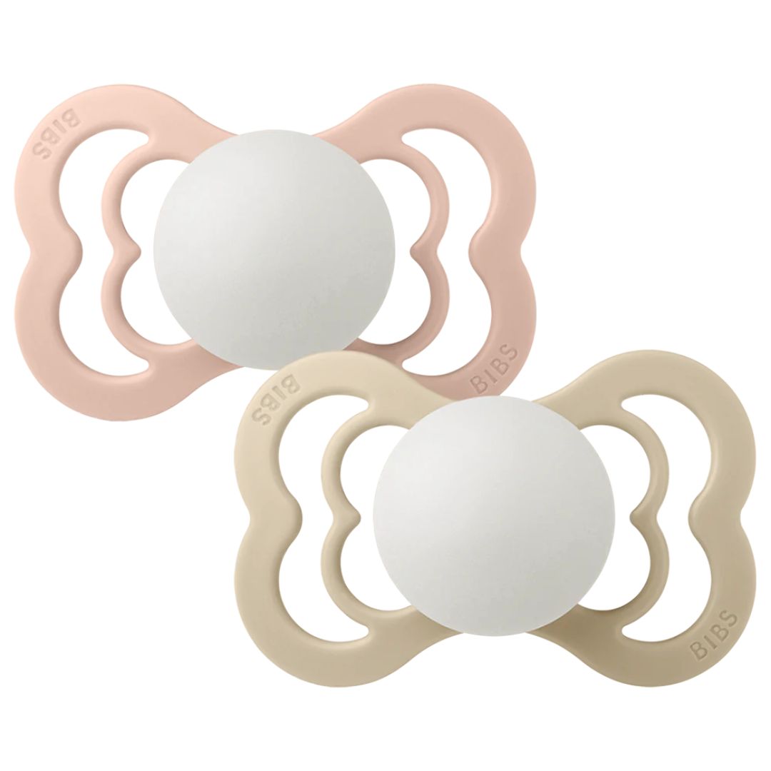 BIBS 2pk supreme glow silikone str.2, blush/vanilla night
