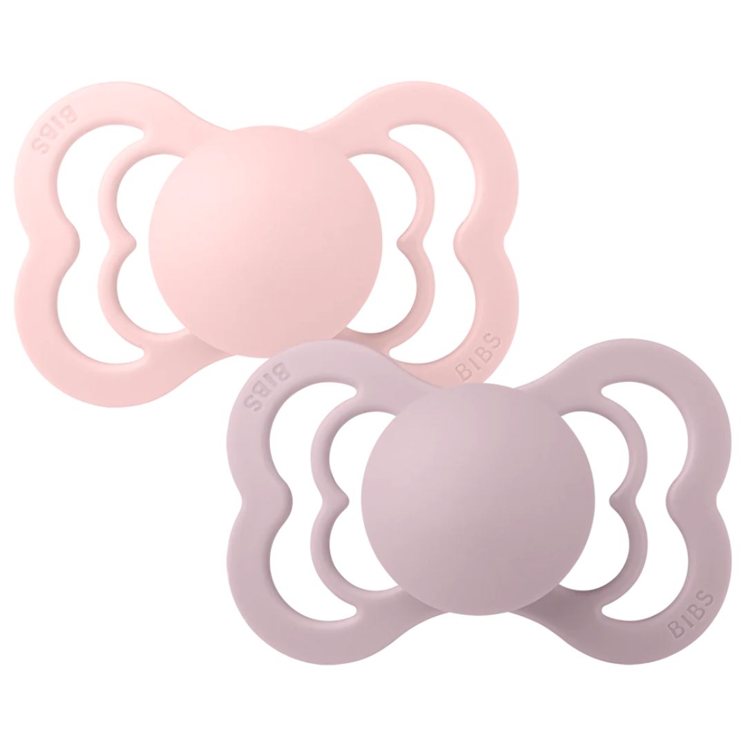 BIBS 2pk supreme silikone str.2, blossom/dusky lilac