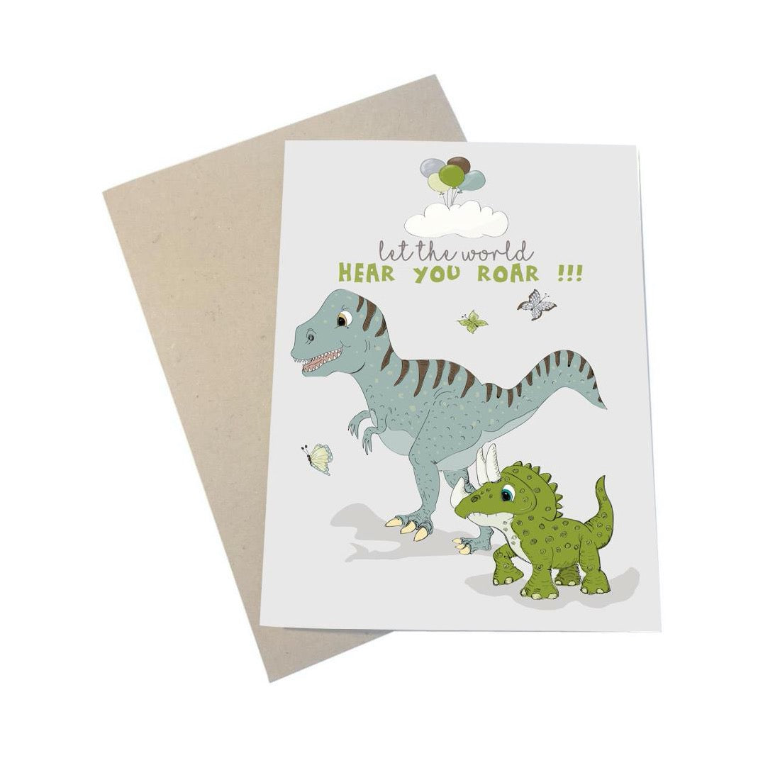 Mouse & Pen A6 Kort Dino Let the world hear you Roar