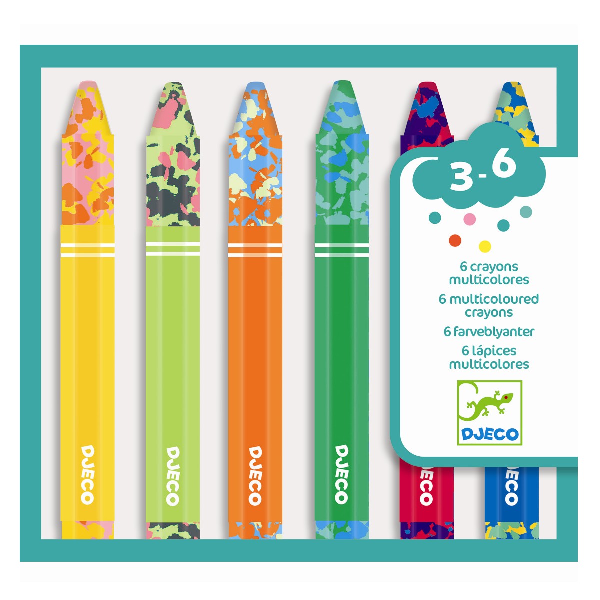 Djeco Fedtfarver. 6 multi farver