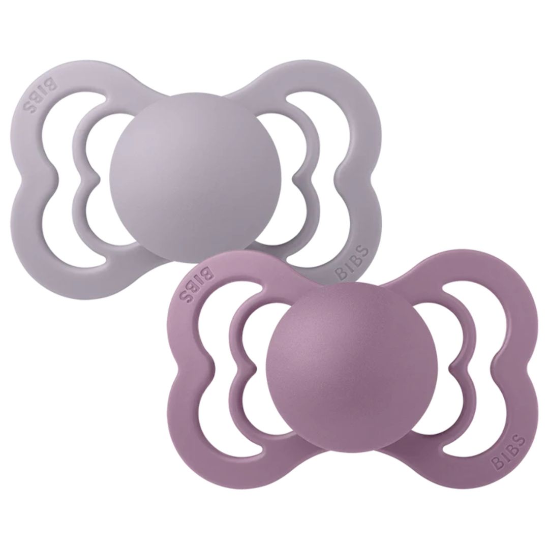 BIBS 2pk sutter supreme silikone str. 2, Fossil grey/mauve