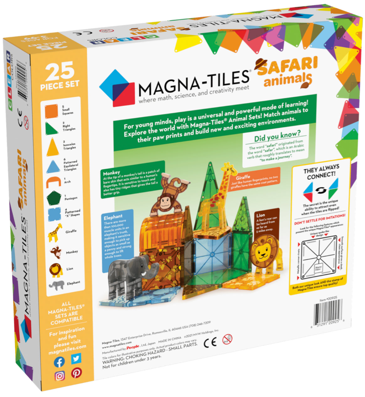 Magna-Tiles Safari dyr, 25 dele