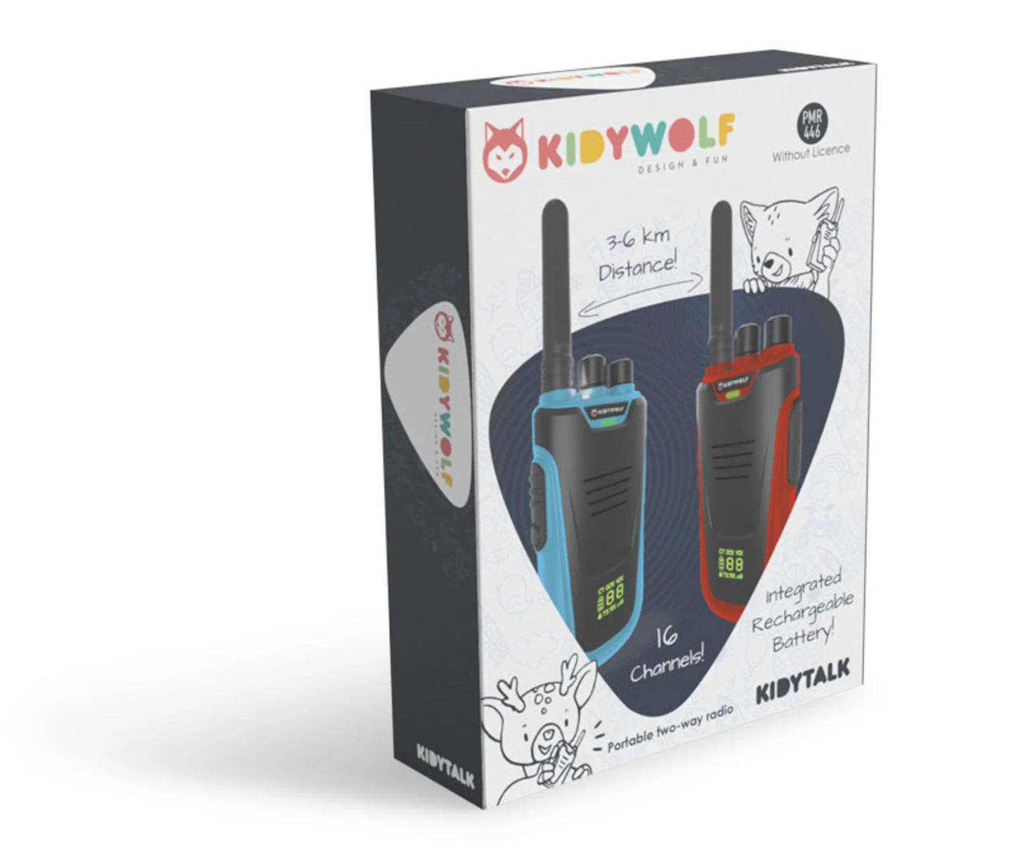 Kidywolf Kidytalk walkie talkie, blå/rød