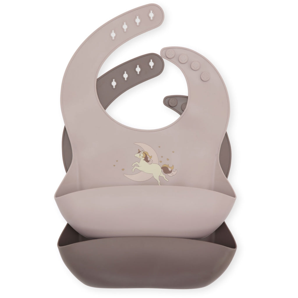 Konges Sløjd 2pk silikone hagesmække, Unicorn ciel