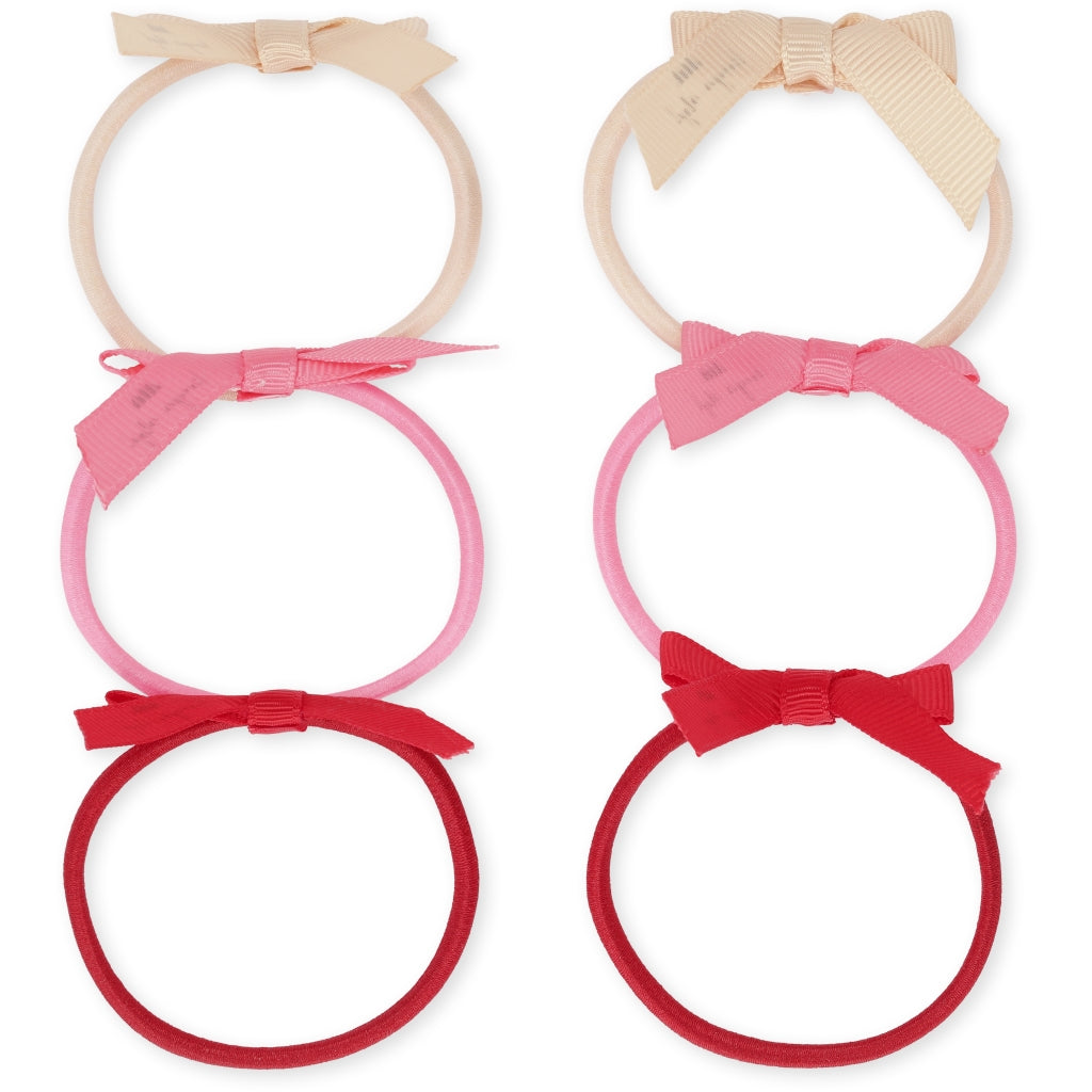 Konges Sløjd 6pk hårelastikker m.sløjfe, rose