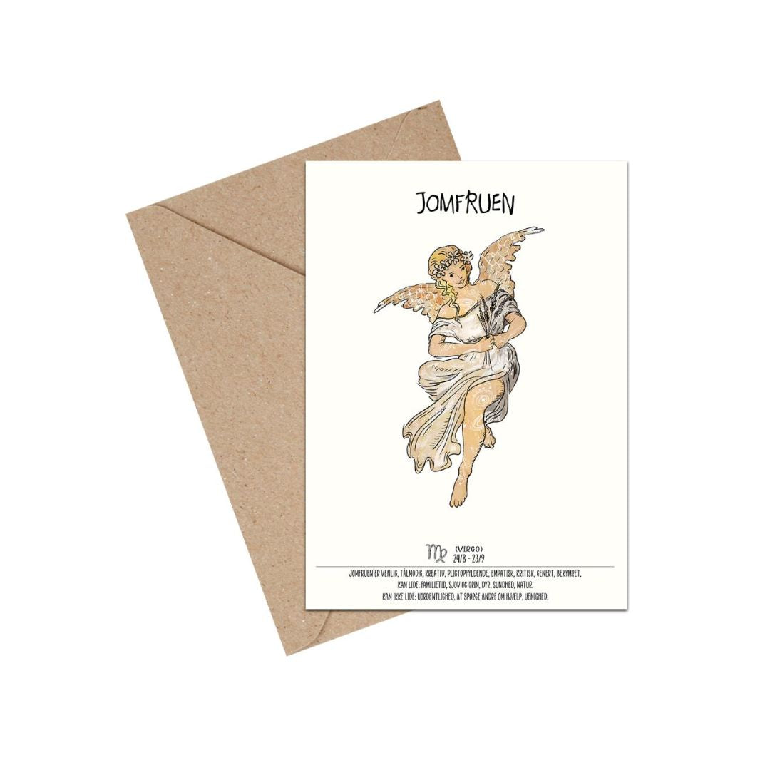Mouse & Pen A6 kort, stjernetegn Jomfruen