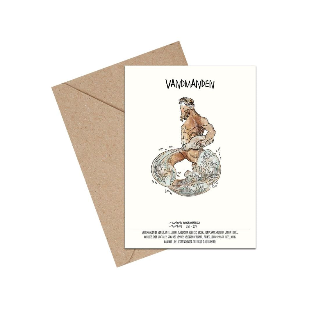 Mouse & Pen A6 kort, stjernetegn Vandmanden