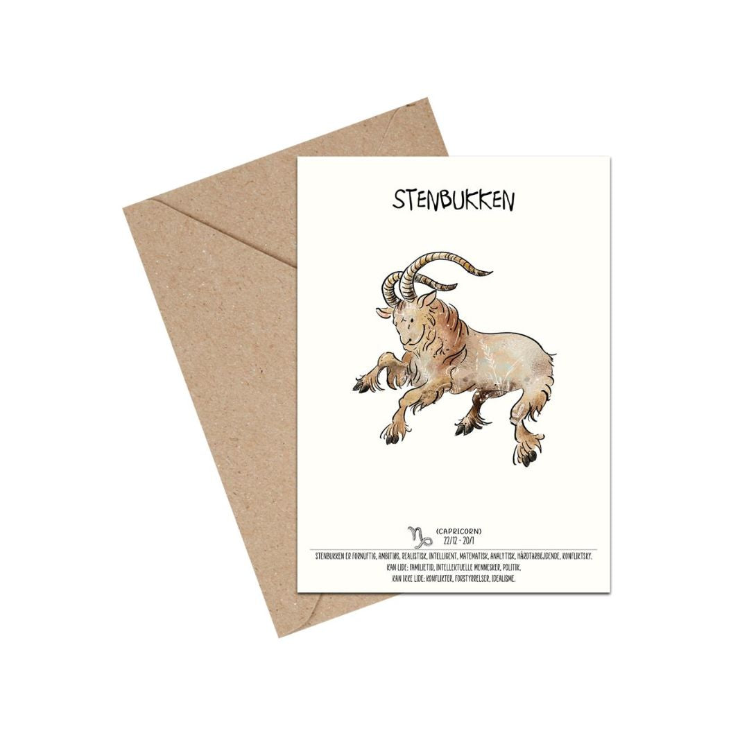 Mouse & Pen A6 kort, stjernetegn Stenbukken