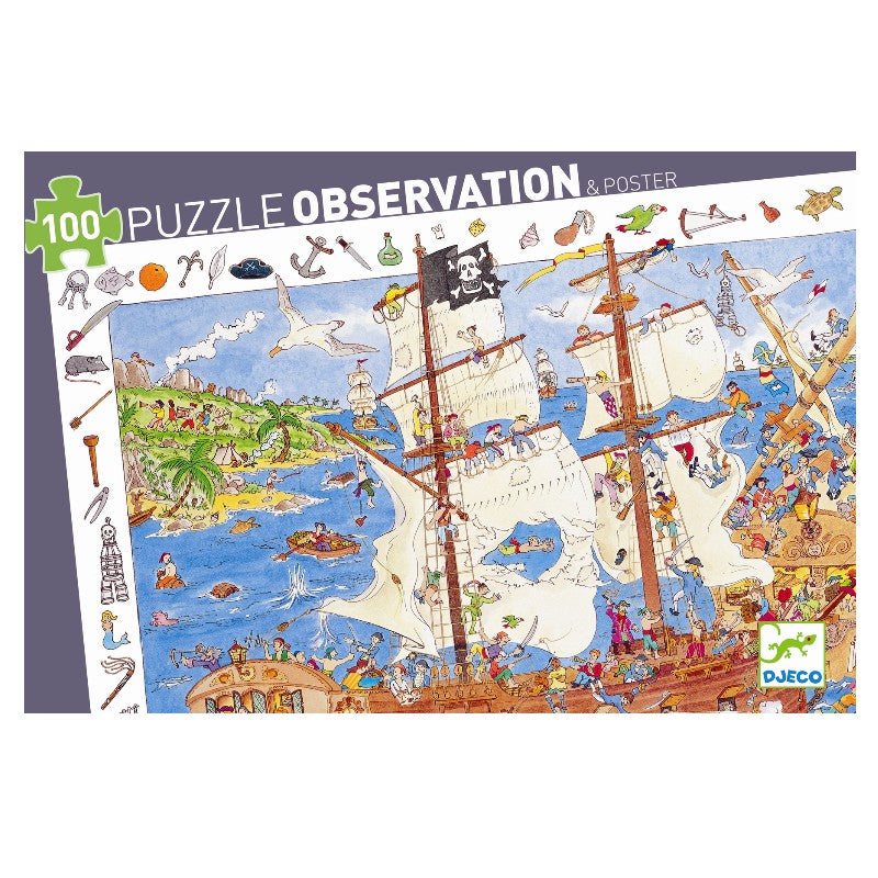Djeco observationspuslespil Piratskib 100 brikker