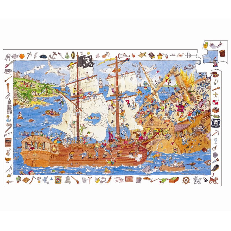 Djeco observationspuslespil Piratskib 100 brikker