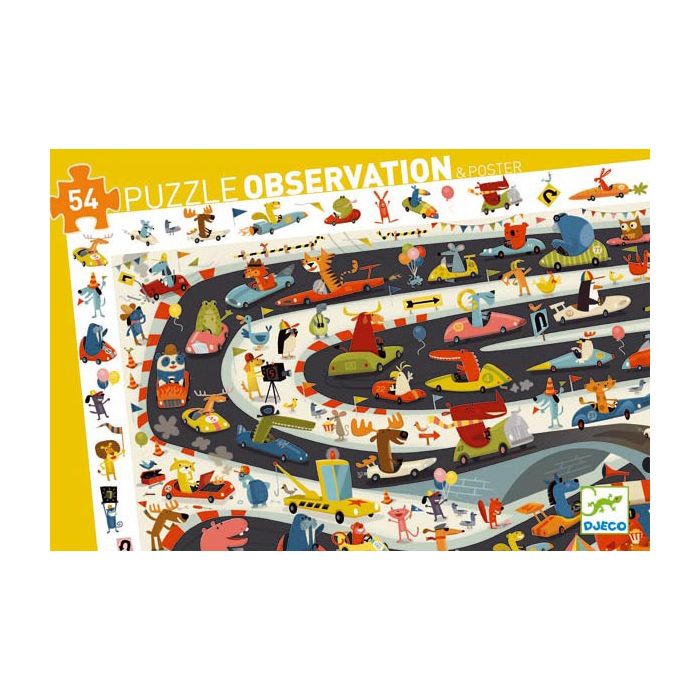 Djeco observationspuslespil Racerløb 54 brikker