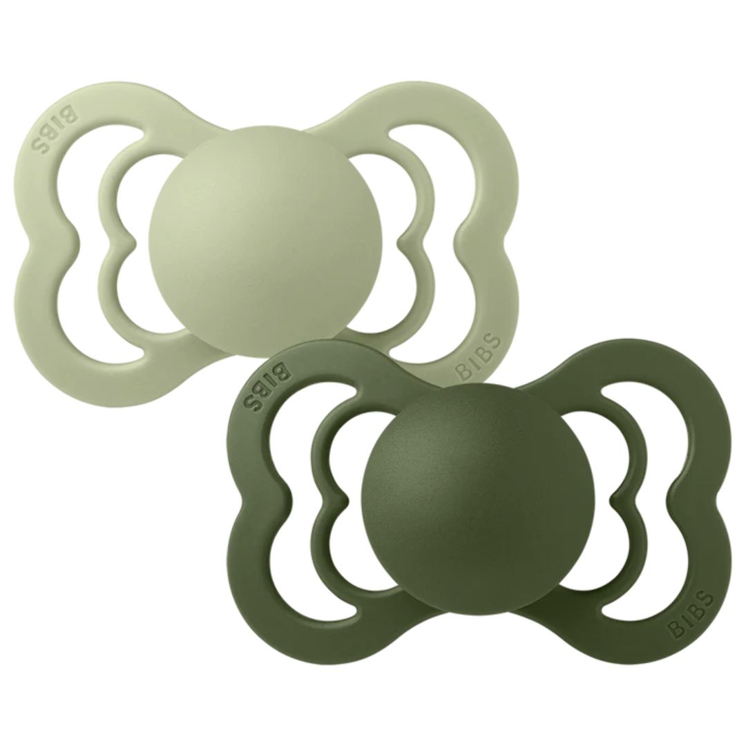 BIBS 2pk sutter supreme silikone str. 1, Sage/hunter green