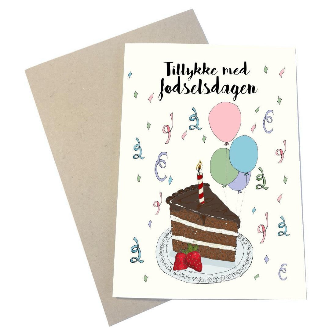 Mouse & Pen A6 Kort Tillykke med fødselsdagen-kage