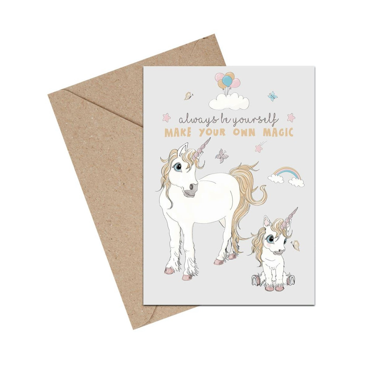 Mouse & Pen A6 Kort Unicorn Always be yourself