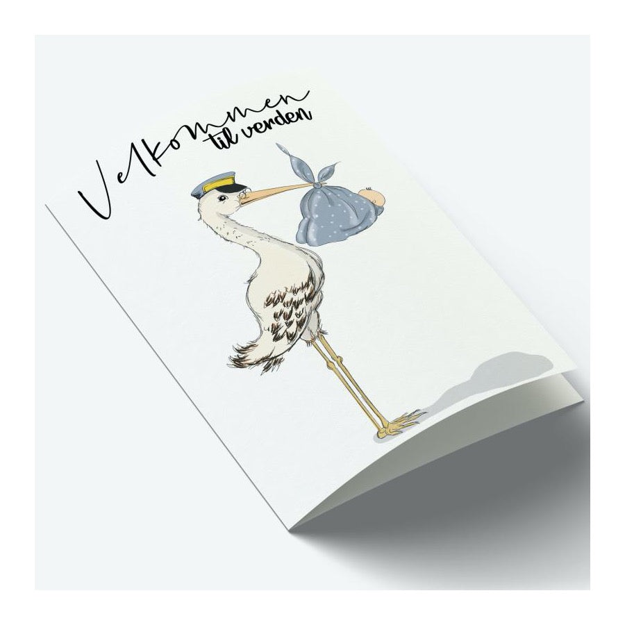 Mouse & Pen A7 Kort Velkommen til Verden Blå