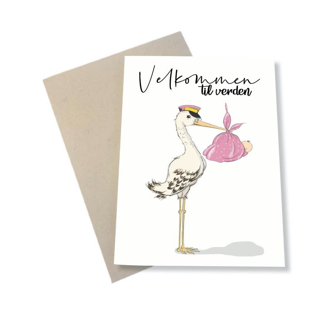 Mouse & Pen A6 Kort Velkommen til Verden Pink