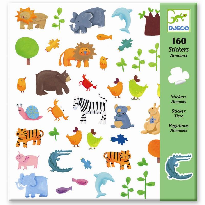 Djeco klistermærker 160 stk. med vilde dyr - All About Kids Odense