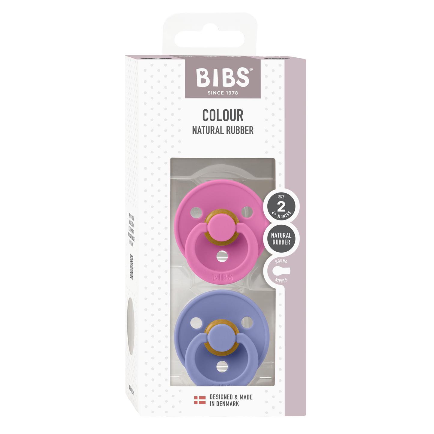 BIBS 2pk colour latex str.2, bubblegum/peri