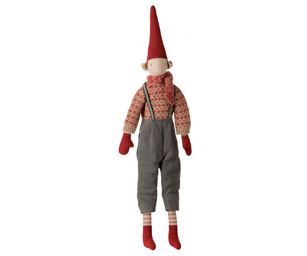 Maileg Pixy Nisse 2026, Str. 4 - Dreng - Strikket sweater and tørklæde
