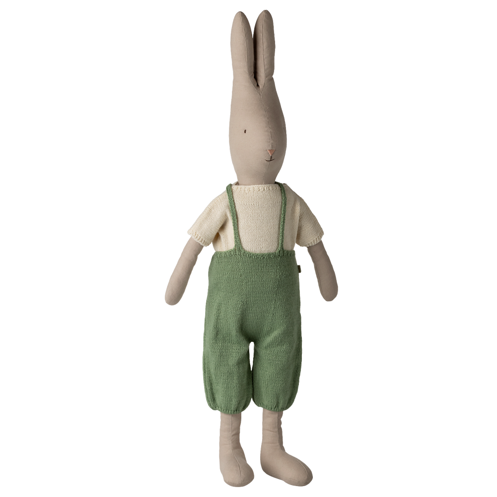 Maileg Kanin - Str. 5 - Lys - Brun - Strikket Bluse og Overalls
