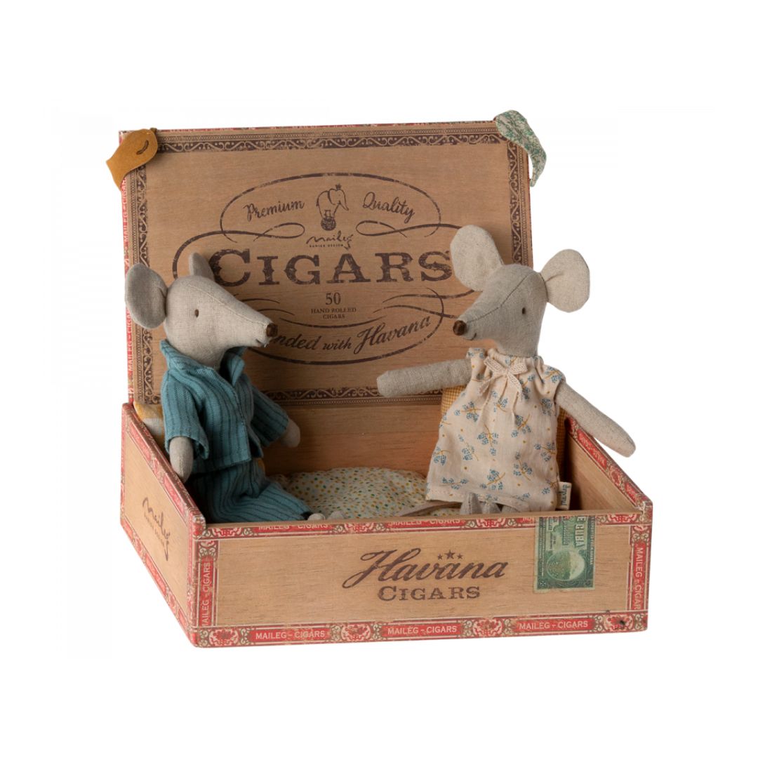 Maileg Mor og far mus i cigaræske