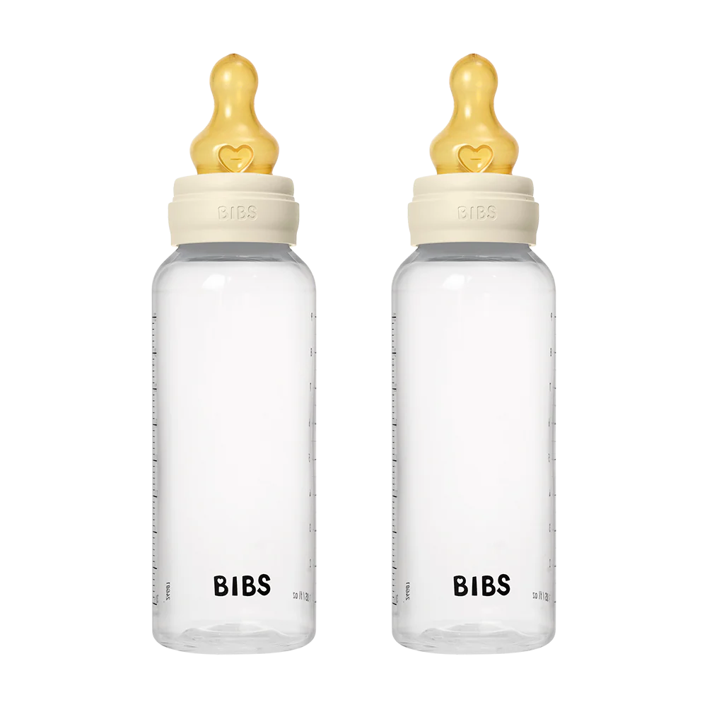 BIBS Baby Bottle Complete Set 270ml 2 Pack Latex - Ivory