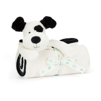 Baby Jellycat Bashful hund, sort/creme tæppe