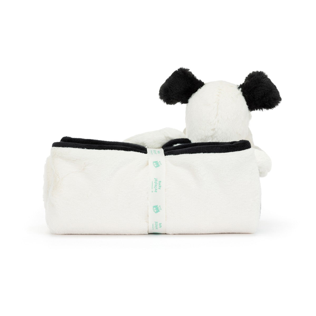 Baby Jellycat Bashful hund, sort/creme tæppe