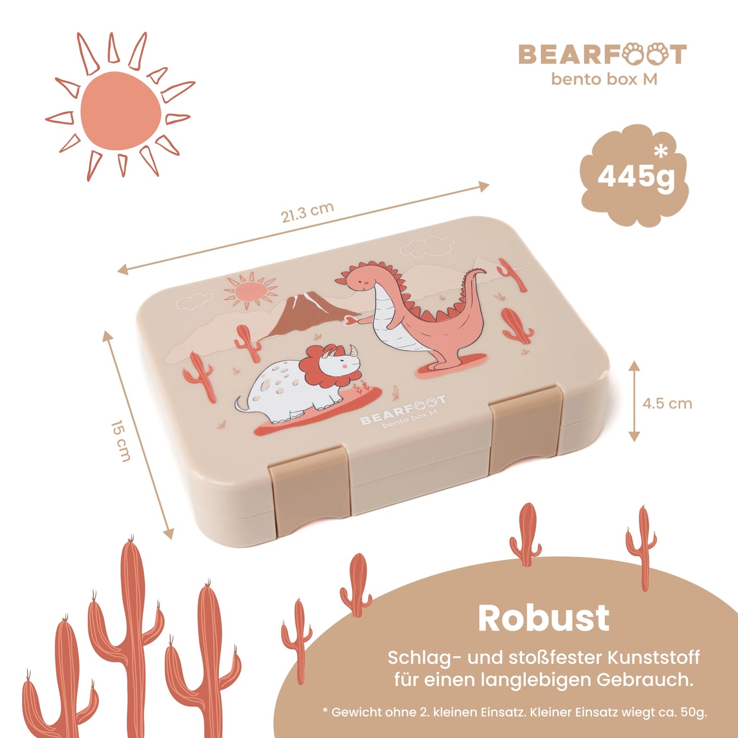 Bearfoot Bento madkasse 4/6 rum - Dino