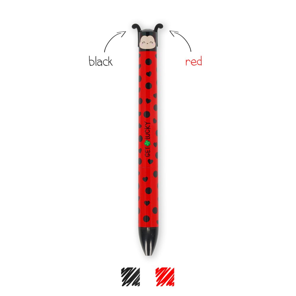 Legami Click & Clack, Ladybug, rød og sort, Kuglepen med to farver
