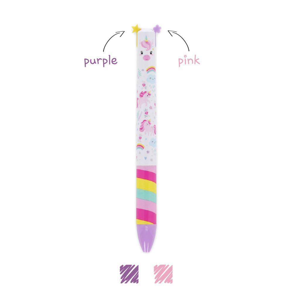 Legami Click & Clack, Unicorn, lilla og rosa, Kuglepen med to farver