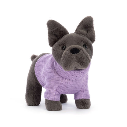 Jellycat Sweater Fransk Bulldog, lilla 19 cm