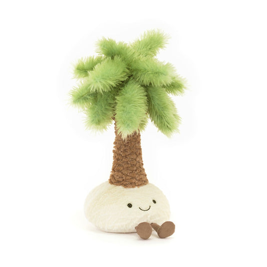 Bamse formet som en palme med lækre bløde og pjuskede blade. Bamsen har tyngde i bunden, så den kan kan stå selv.