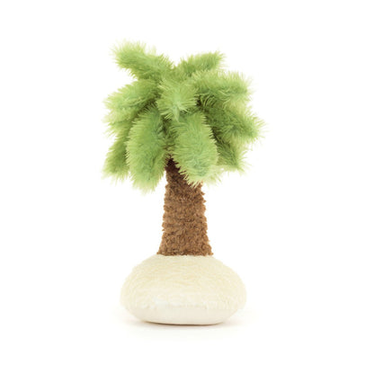 Bamse formet som en palme med lækre bløde og pjuskede blade. Bamsen har tyngde i bunden, så den kan kan stå selv.