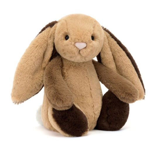 Jellycat kaninbamse i flere nuancer af brun.