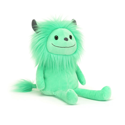 Grøn bamse monster med et sødt smil.