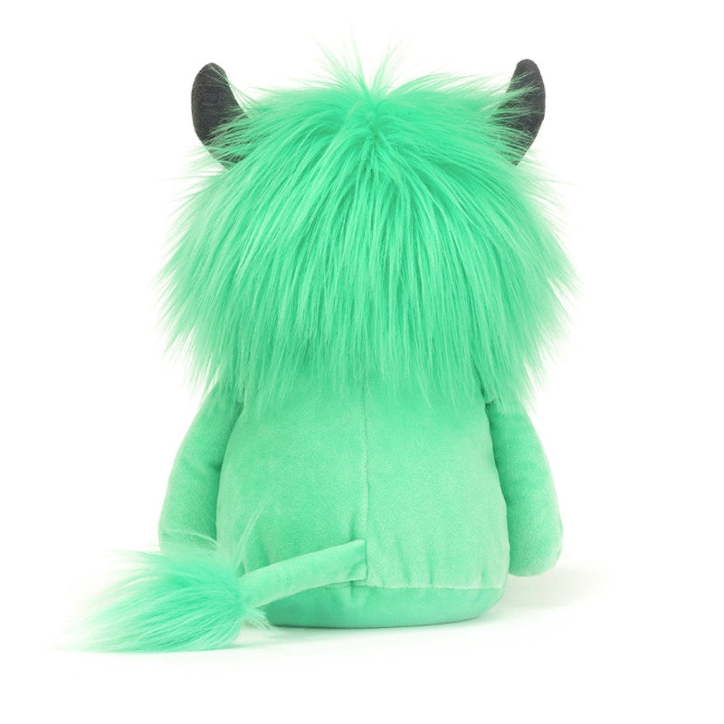 Grøn bamse monster med et sødt smil.